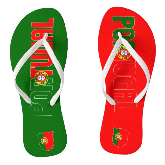 Portugal Flaggen-Escutcheon-Inschrift rot grün Flip Flops (Fußbett)