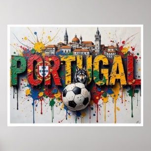 Portugal Fußball Stadtlandschaft Ölmalerei Stil Ku Poster