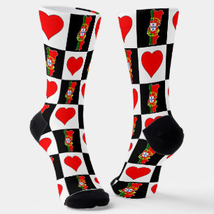 Portugal Herzenmuster Portugiesische Staatsflagge Socken