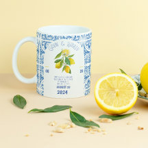 Portugal Hochzeit-Tasse | Blaue Fliesen und Zitron