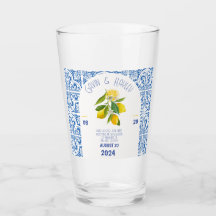Portugal Hochzeitsglas | Blaue Fliesen und Zitrone