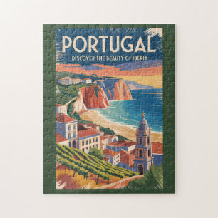 Portugal Iberia Skyline Illustration Reise Kunst