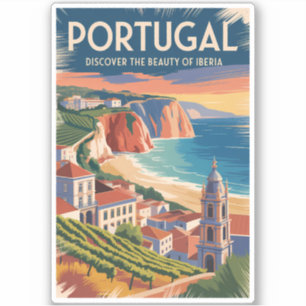 Portugal Iberia Skyline Illustration Reise Kunst Aufkleber