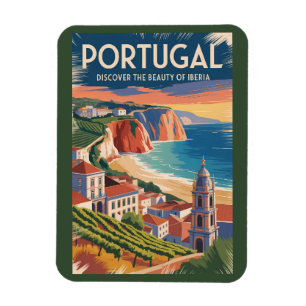 Portugal Iberia Skyline Illustration Reise Kunst Magnet
