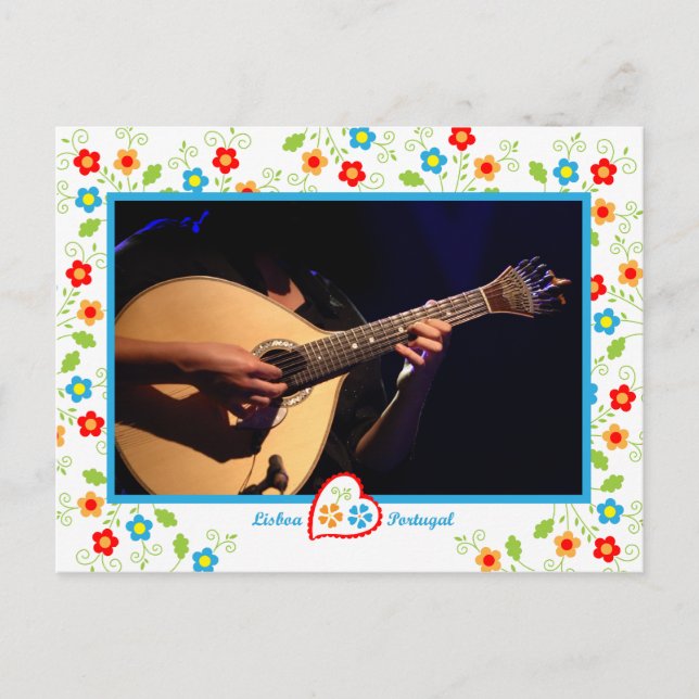 Portugal in Fotos - portugiesischer Fado-Gitarrist Postkarte (Vorderseite)