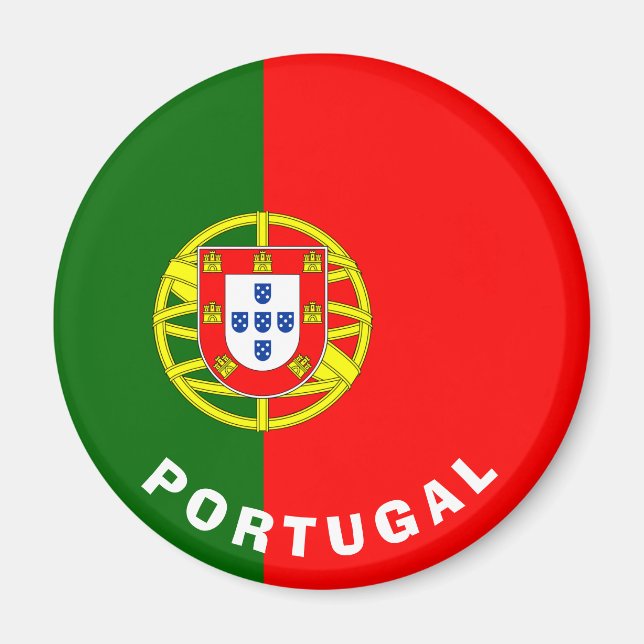 Portugal Inscription Flag Coat of Arms Green Red Magnet (Vorne)