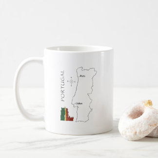Portugal-Karte Kaffeetasse - modernes Reisedesign