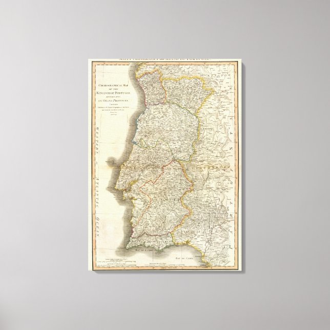 Portugal Karte Leinwanddruck (Vorderseite)