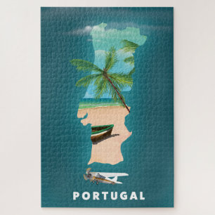 Portugal Karte Reiseplakat drucken.