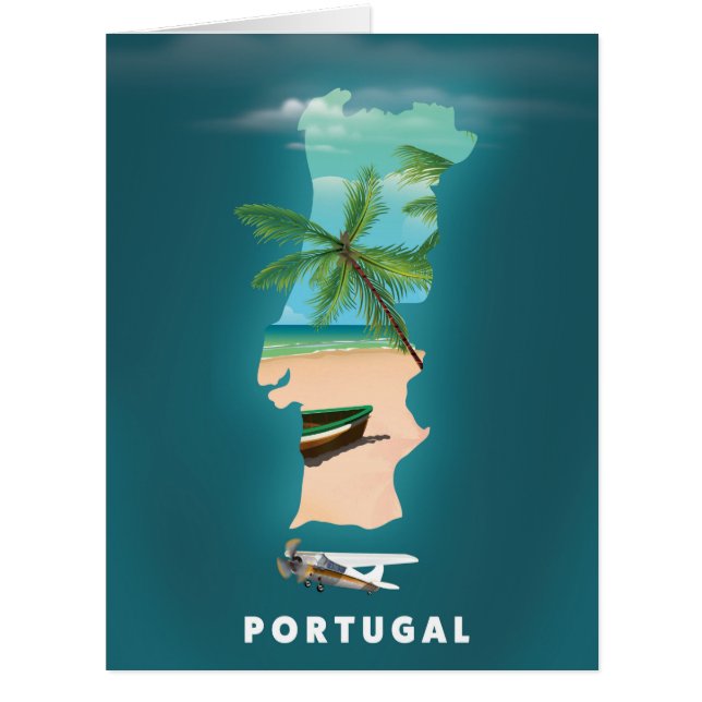 Portugal Karte Reiseplakat drucken. (Vorderseite)