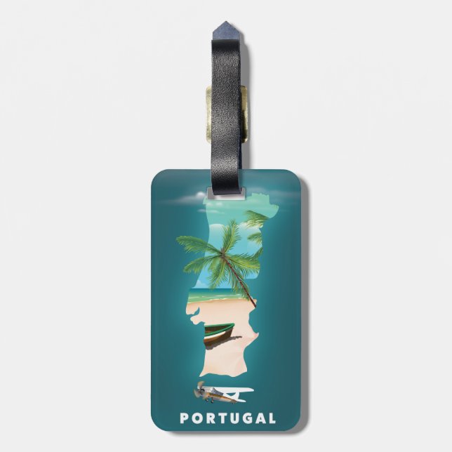 Portugal Karte Reiseplakat drucken. Gepäckanhänger (Rückseite vertikal)