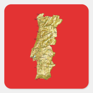 Portugal-Kartenaufkleber Quadratischer Aufkleber