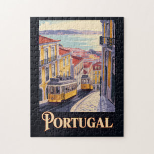 Portugal Lissabon Skyline Illustration Reise Kunst