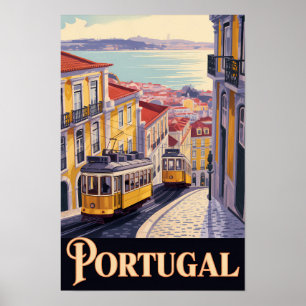 Portugal Lissabon Skyline Illustration Reise Kunst Poster