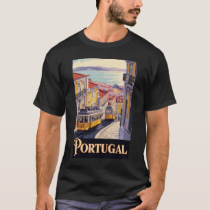 Portugal Lissabon Skyline Illustration Reise Kunst T-Shirt