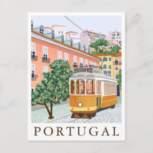 Portugal Lissabon Straßenbahn Europa Reise Illustr Postkarte