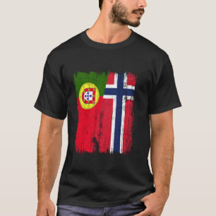 Portugal Norwegen Halbflagge Portugiesisch Norwegi T-Shirt