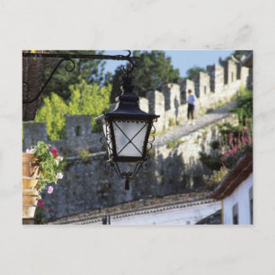 Portugal, Obidos. Eisene Straßenlaterne und 14. Ja Postkarte