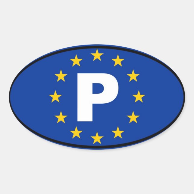 Portugal P Europäische Gewerkschaft Ovaler Aufkleber (Vorderseite)