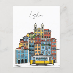Portugal Pantheon Alfama Illustration Postkarte