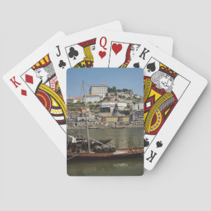Portugal, Porto, Boot mit Weinfässern Spielkarten