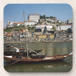Portugal, Porto, Boot mit Weinfässern Untersetzer