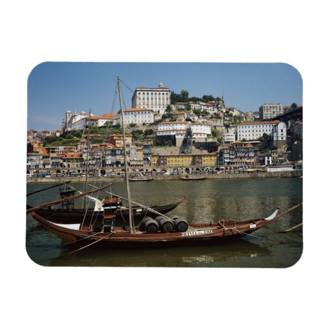 Portugal, Porto, Schiff mit Weinfässern Magnet (Horizontal)