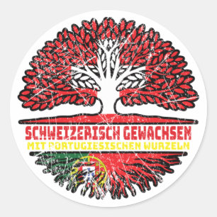 Portugal Portugiesisch Schweizer Schweiz Baum Runder Aufkleber