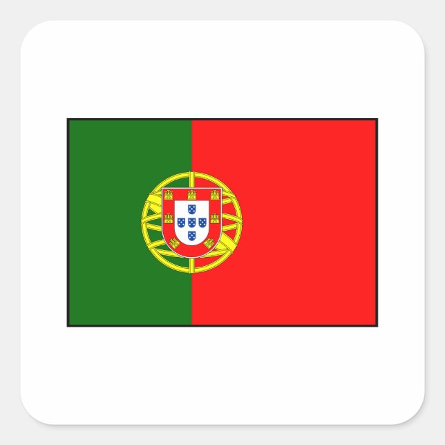 Portugal - portugiesische Flagge Quadratischer Aufkleber (Vorderseite)