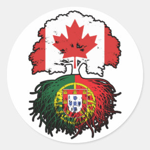 Portugal Portuguese Canadian Canada Tree Roots Runder Aufkleber