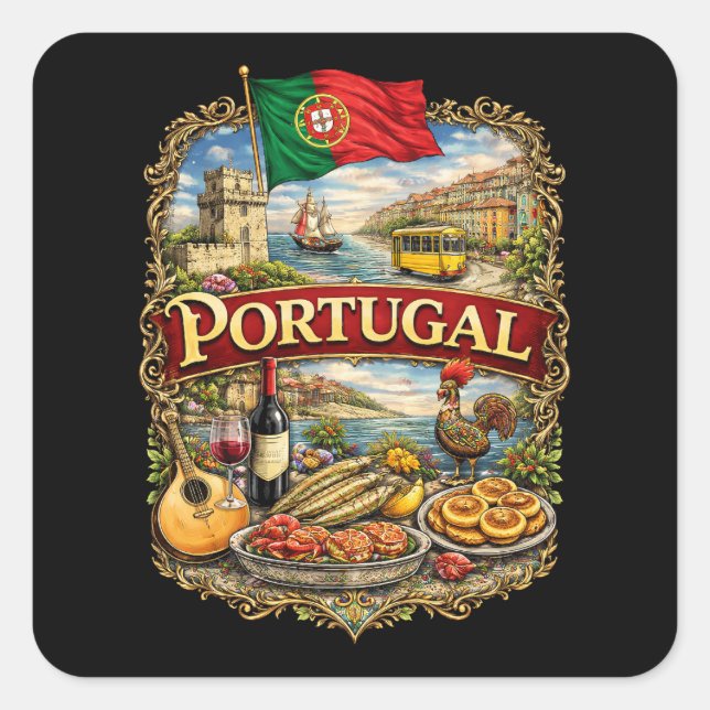 Portugal Quadratischer Aufkleber (Vorderseite)