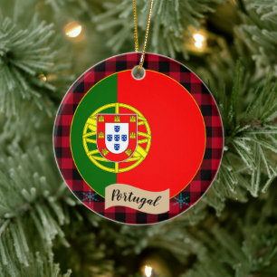 Portugal, roter Büffel, karierte und portugiesisch Keramik Ornament