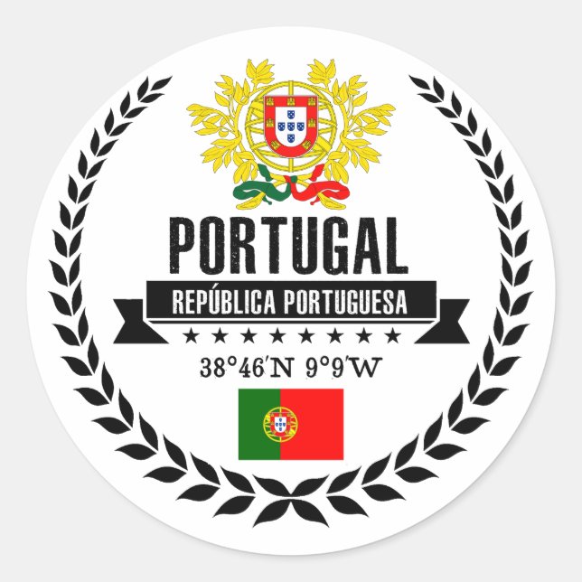 Portugal Runder Aufkleber (Vorderseite)