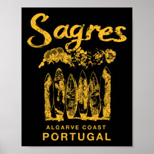 Portugal Sagres Surfen Retro Poster
