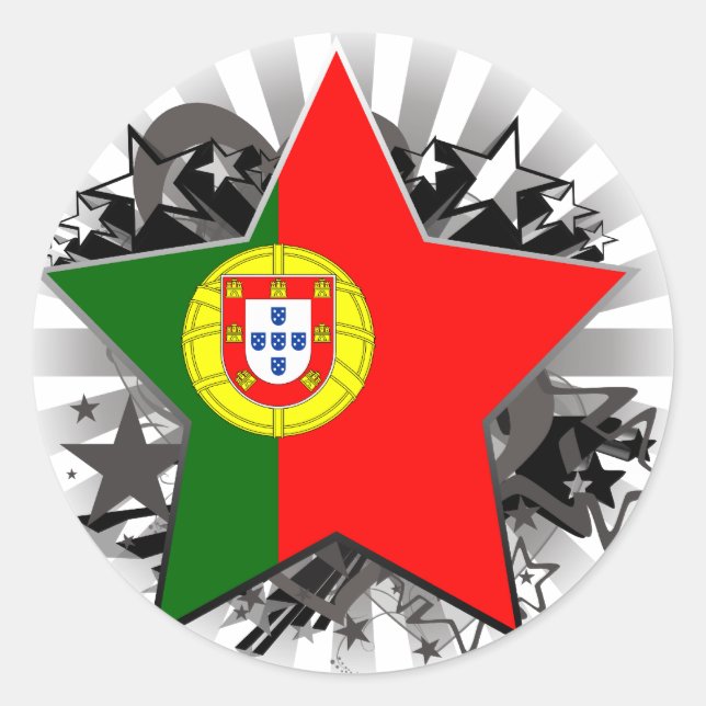 Portugal Star Runder Aufkleber (Vorderseite)