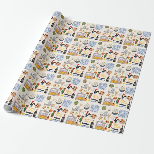 Portugal Symbole für Reisende Geschenkpapier (Ungerollt)