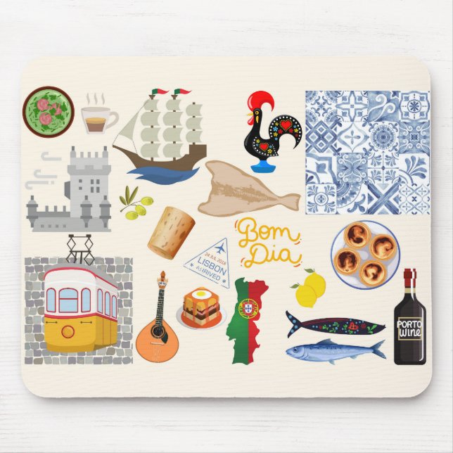 Portugal Symbole für Reisende Mousepad (Vorne)