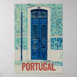 Portugal Tür und Kacheln zur Illustration Portugal Poster