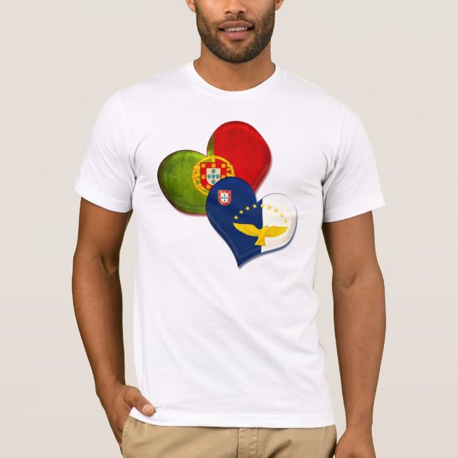 Portugal- und Azoren-Herzen T-Shirt (Vorderseite)
