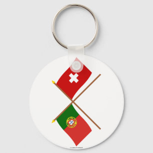Portugal und die Schweiz überquerten Flaggen Schlüsselanhänger