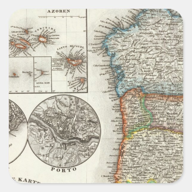Portugal und Kap Verde Quadratischer Aufkleber (Vorderseite)