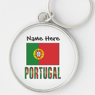 Portugal und portugiesische Flagge mit Ihrem Namen Schlüsselanhänger