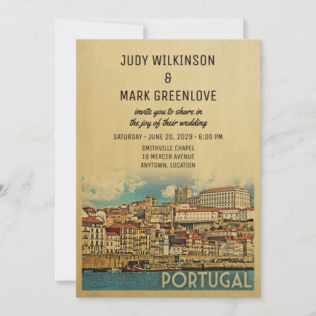 Portugal Wedding Invitation River Douro Einladung (Vorderseite)
