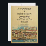 Portugal Wedding Invitation River Douro Einladung<br><div class="desc">Vintage Einladungen für Hochzeiten in Portugal mit einer landschaftlichen Stadt am Duoro. Dieses coole Retro-Design aus der Mitte des Jahrhunderts ist der perfekte Weg,  um Gäste zu Ihrer portugiesischen Hochzeit in Urlaubsort zu treffen.</div>