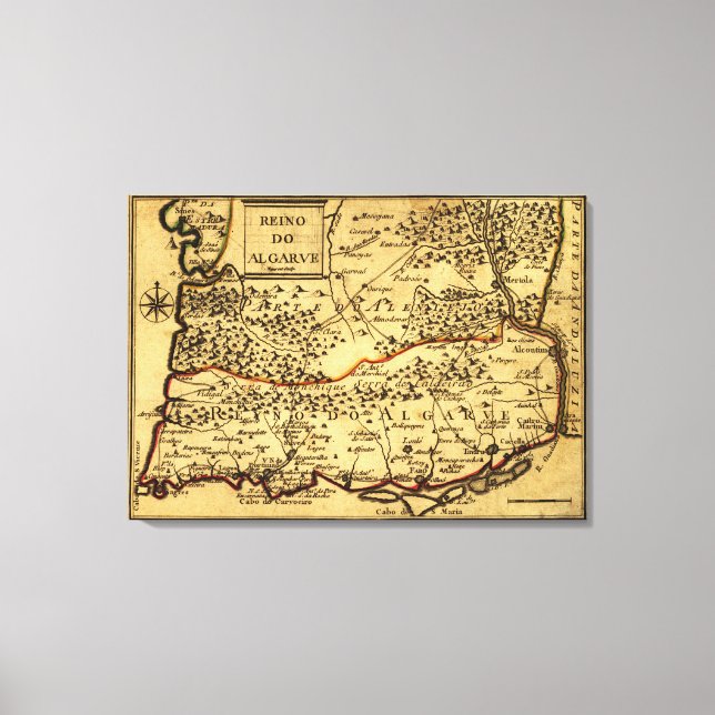 PortugalPanoramakarte Portugal Leinwanddruck (Vorderseite)