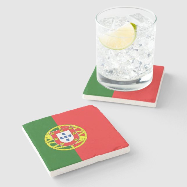Portugese Flagge Steinuntersetzer (Seitenansicht)
