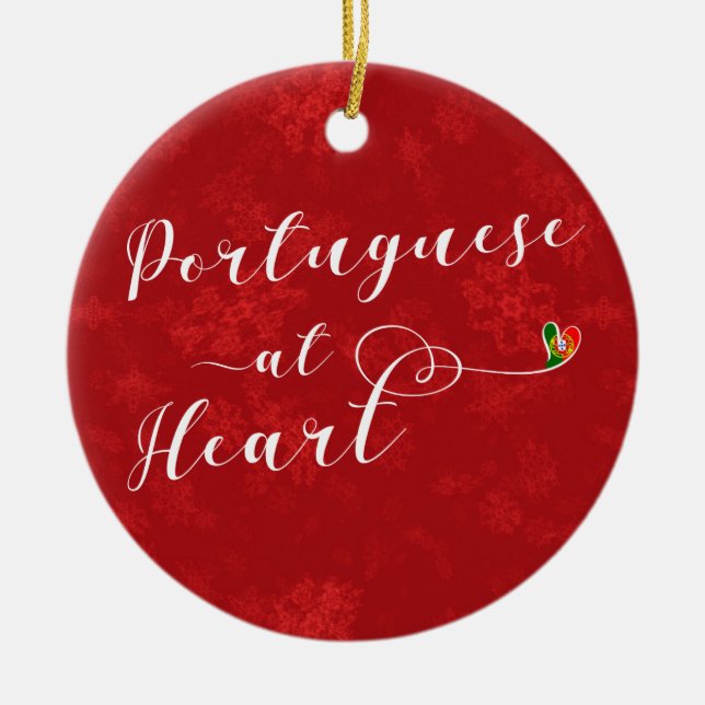 Portugiese am Herzen, Weihnachtsbaum-Verzierung Keramikornament (Vorne)