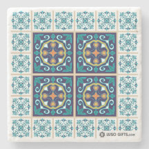 Portugiese Azulejo Fliesen-Marmor-Untersetzer