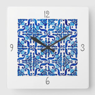 Portugiese Azulejo quadratische Wanduhr