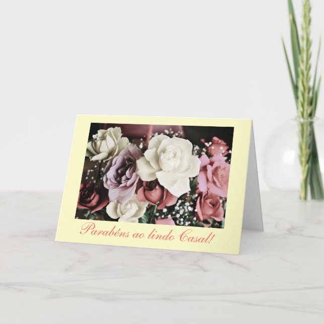 Portugiese: Casamento/Hochzeits-Rosen Karte (Vorderseite)